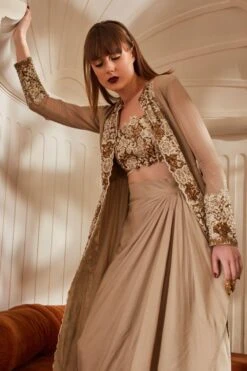 Nikita Mhaisalkar Ivory Embellished Jacket Set -Inca Sales Store nf f22 017 4