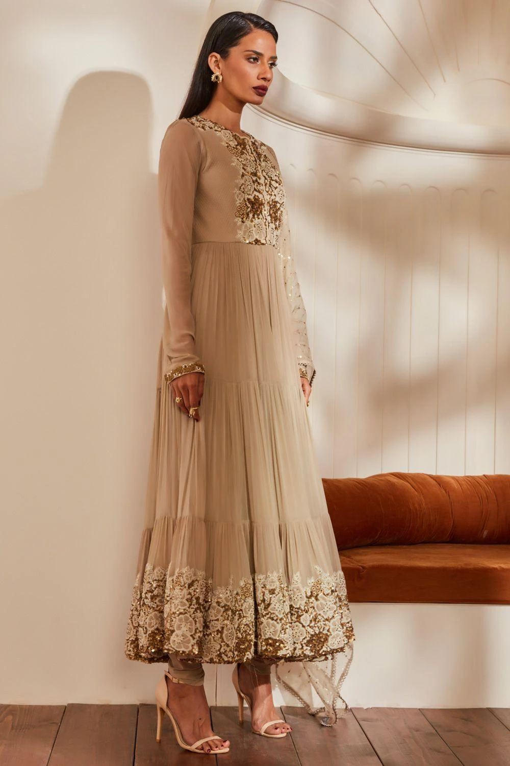 Nikita Mhaisalkar Off-white Baroque Work Anarkali Set 4 Nikita Mhaisalkar Off-white Baroque Work Anarkali Set - Image 2