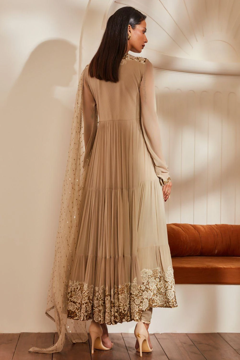 Nikita Mhaisalkar Off-white Baroque Work Anarkali Set 7 Nikita Mhaisalkar Off-white Baroque Work Anarkali Set - Image 5