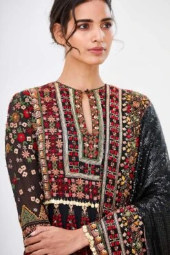 Nakul Sen Black Anarkali Set With Tribal Embroidery -Inca Sales Store ns 1035 3