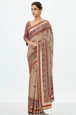 Nakul Sen Embroidered Chiffon Saree With Blouse