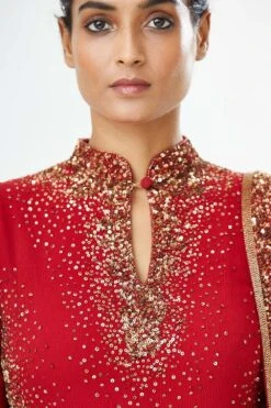 Nakul Sen Red Sequin Embroidered Sharara Set 11 Nakul Sen Red Sequin Embroidered Sharara Set -Inca Sales Store ns 2903 re 4