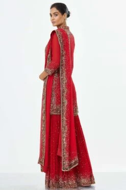 Nakul Sen Red Sequin Embroidered Sharara Set 13 Nakul Sen Red Sequin Embroidered Sharara Set -Inca Sales Store ns 2903 re 6