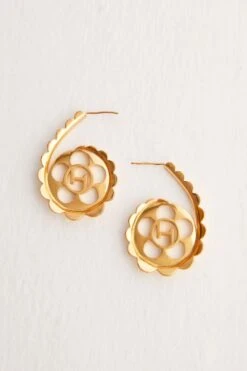 Outhouse Poppi Scallop Hoop Earrings -Inca Sales Store ohaw21ea051 3 1