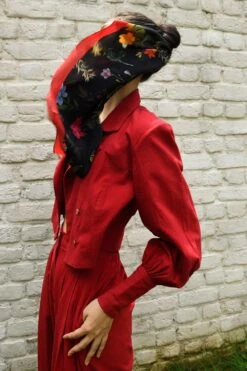 Ode To Odd Red Puffy Sleeved Coat -Inca Sales Store oto12 4