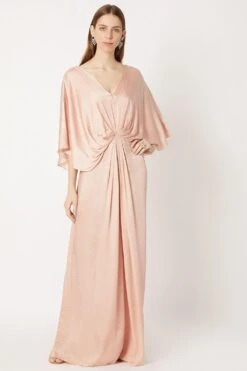 Dilnaz Light Peach Draped Grecian Gown