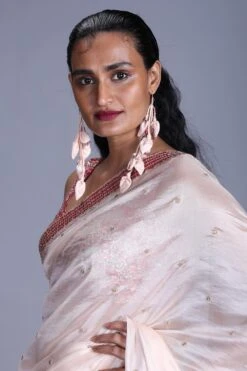 Punit Balana Cream & Red Sari Set With Dori Work -Inca Sales Store pbmr 10 c 4