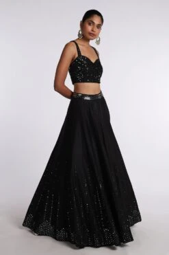 Punit Balana Silk Chanderi Lehenga Set With Mirror Work -Inca Sales Store pbrb 46 04