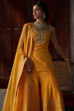 Punit Balana Mustard Embroidered Sharara Set 10 Punit Balana Mustard Embroidered Sharara Set -Inca Sales Store pbsb 104 3