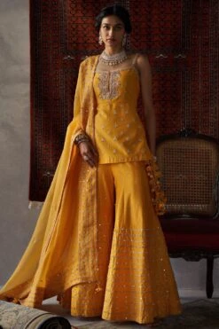 Punit Balana Mustard Embroidered Sharara Set 11 Punit Balana Mustard Embroidered Sharara Set -Inca Sales Store pbsb 104 4