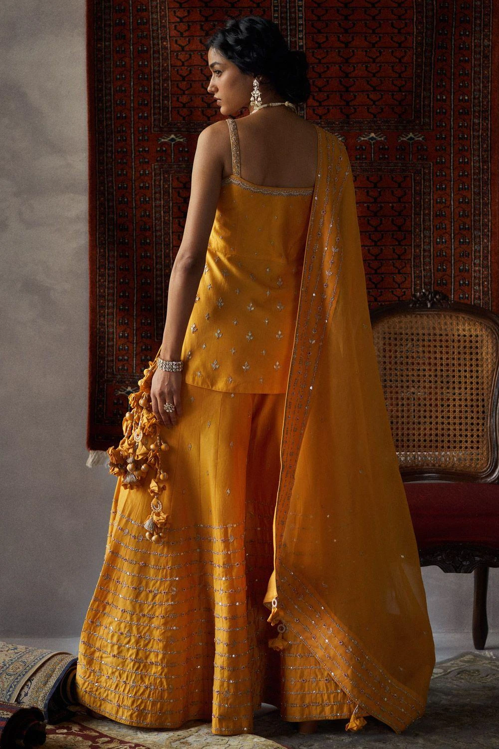 Punit Balana Mustard Embroidered Sharara Set 8 Punit Balana Mustard Embroidered Sharara Set - Image 6