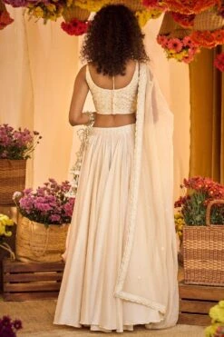 Punit Balana Ivory Embroidered Lehenga Set 5 Punit Balana Ivory Embroidered Lehenga Set -Inca Sales Store pbwf 88a 2