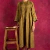 Indigene Olive Embroidered Linen Dress