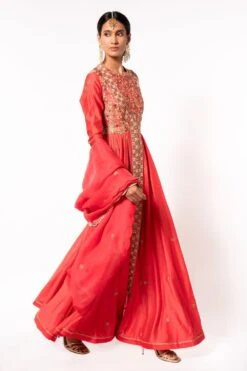 Petticoat Lane By Divya Pink Floral Embroidered Anarkali Set -Inca Sales Store pl0709 3