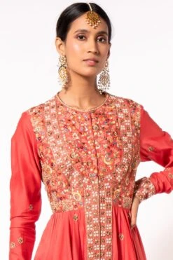 Petticoat Lane By Divya Pink Floral Embroidered Anarkali Set -Inca Sales Store pl0709 4