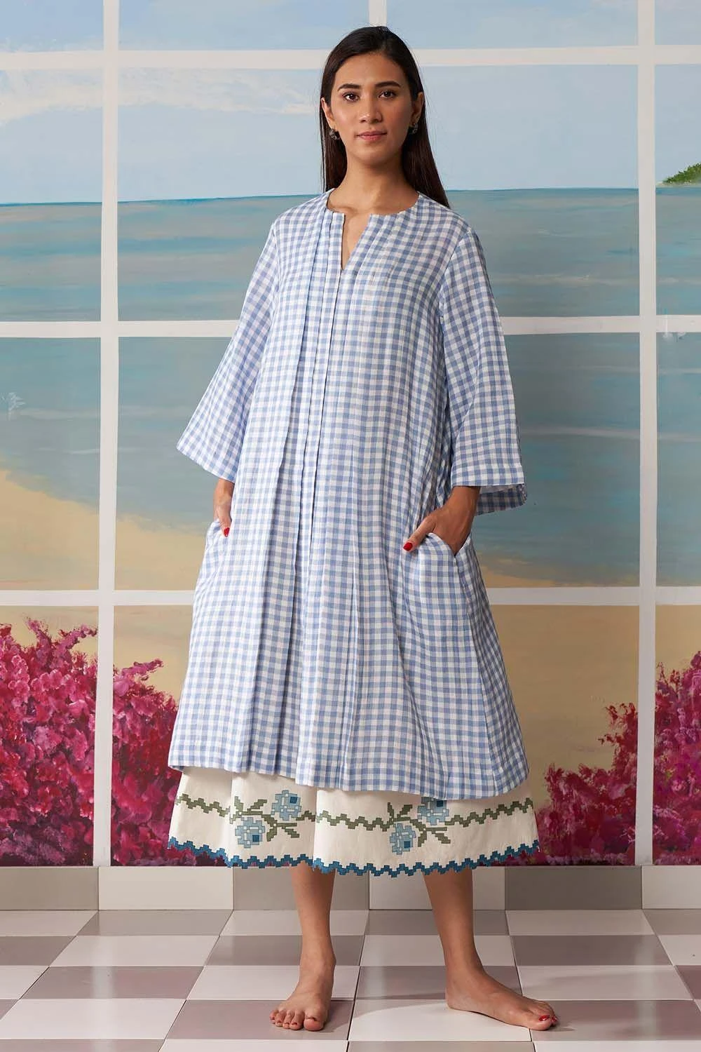 Ikai Blue Gingham Dress & Skirt Set 3 Ikai Blue Gingham Dress & Skirt Set