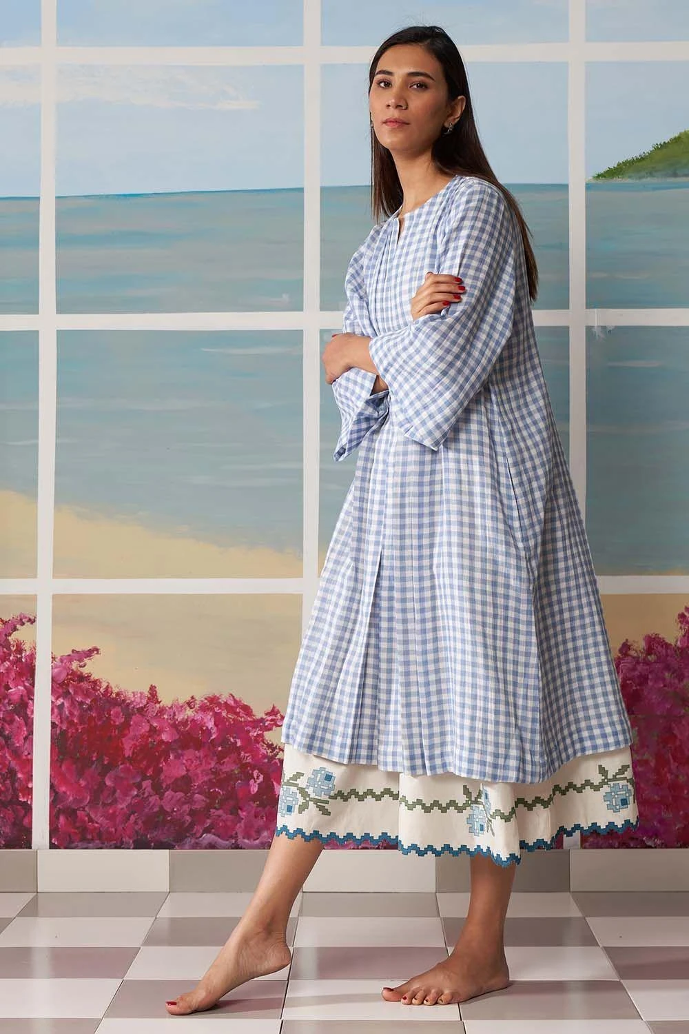 Ikai Blue Gingham Dress & Skirt Set 4 Ikai Blue Gingham Dress & Skirt Set - Image 2