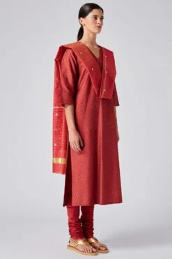 Red Cotton Silk Dupatta -Inca Sales Store pratap2010 2 3