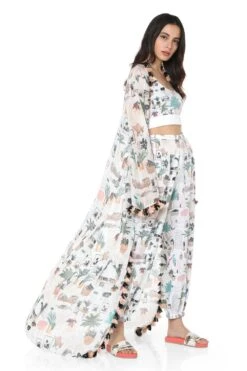 PS Pret By Payal Singhal White Cafe Morocco Printed Cape Set -Inca Sales Store ps fw712 d 2