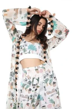 PS Pret By Payal Singhal White Cafe Morocco Printed Cape Set -Inca Sales Store ps fw712 d 3