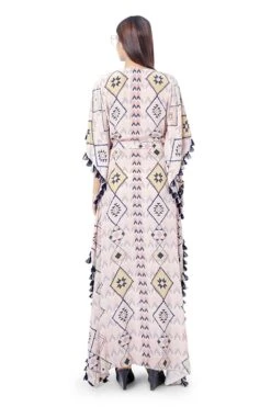 Payal Singhal Diamond Printed Embroidered Kaftan With Belt -Inca Sales Store ps fw785 4