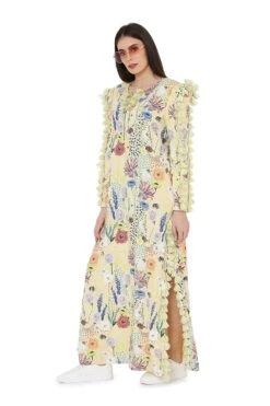 PS Pret By Payal Singhal Yellow Printed Kaftan With High Slit -Inca Sales Store ps fw819 2