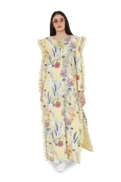 PS Pret By Payal Singhal Yellow Printed Kaftan With High Slit -Inca Sales Store ps fw819 3