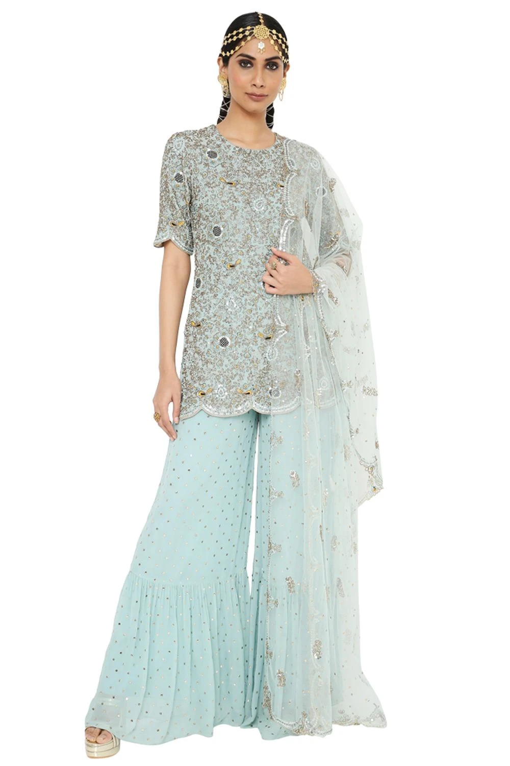 Payal Singhal Powder Blue Georgette Embroidered Sharara Set 3 Payal Singhal Powder Blue Georgette Embroidered Sharara Set