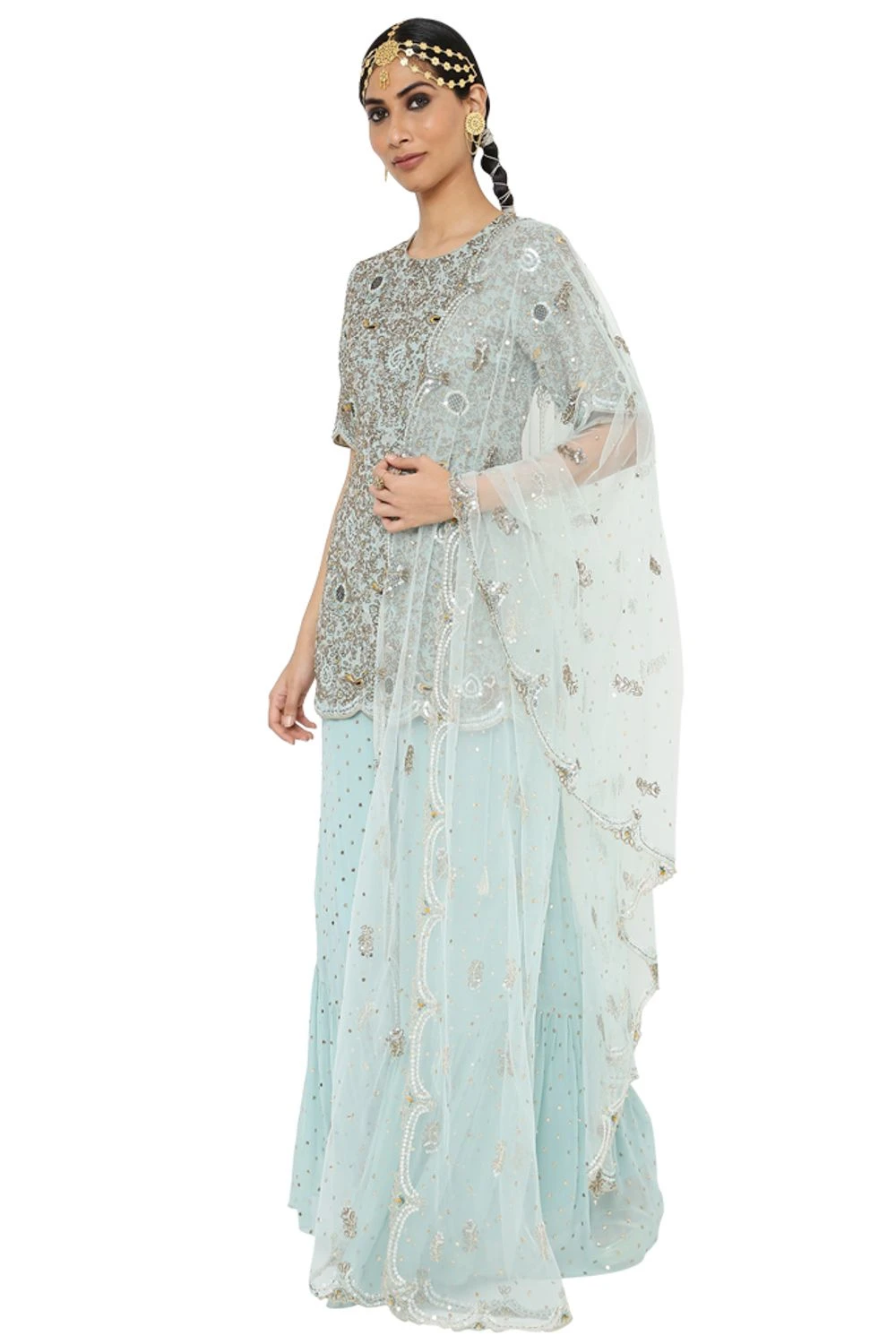 Payal Singhal Powder Blue Georgette Embroidered Sharara Set 4 Payal Singhal Powder Blue Georgette Embroidered Sharara Set - Image 2