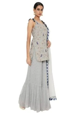 Payal Singhal Grey Georgette Embroidered Sharara Set -Inca Sales Store ps kp0092 3