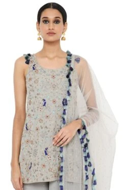 Payal Singhal Grey Georgette Embroidered Sharara Set -Inca Sales Store ps kp0092 4