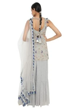 Payal Singhal Grey Georgette Embroidered Sharara Set -Inca Sales Store ps kp0092 5