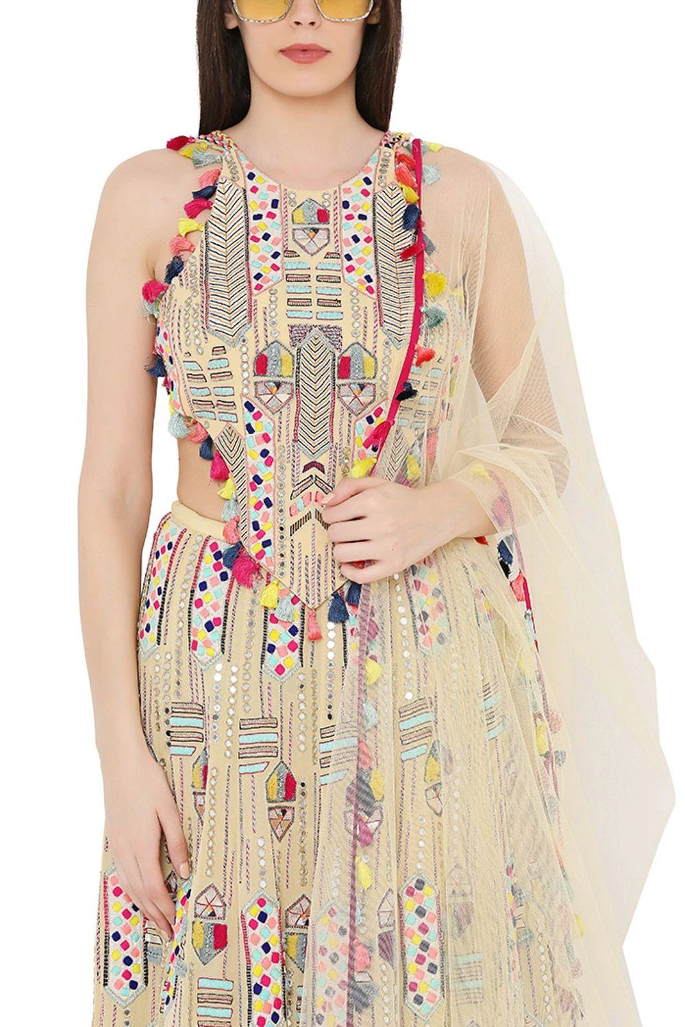 Payal Singhal Pale Yellow Lehenga Set With Embroidered Choli 6 Payal Singhal Pale Yellow Lehenga Set With Embroidered Choli - Image 4