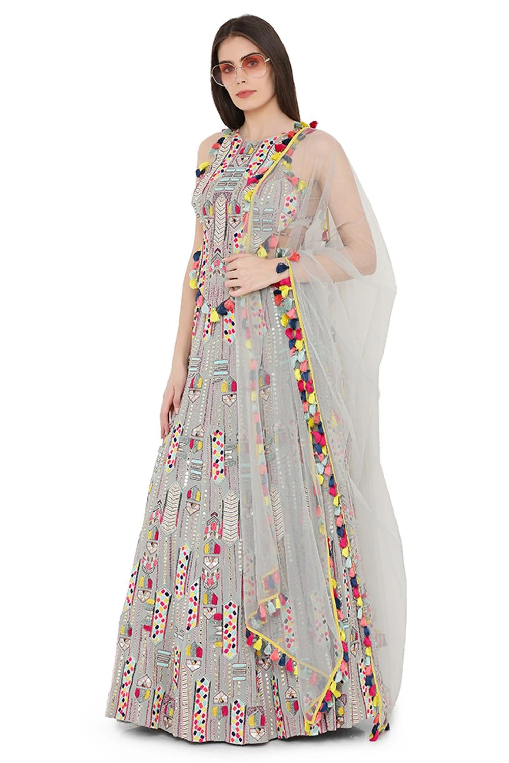 Payal Singhal Pale Blue Lehenga Set With Tie Up Choli 4 Payal Singhal Pale Blue Lehenga Set With Tie Up Choli - Image 2