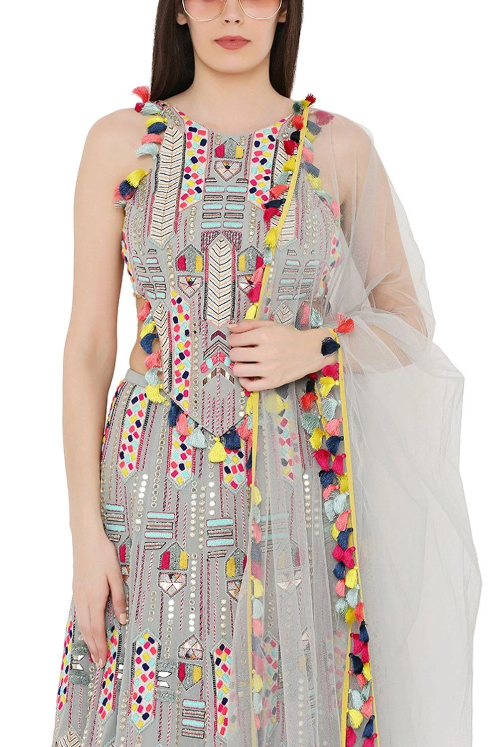 Payal Singhal Pale Blue Lehenga Set With Tie Up Choli 5 Payal Singhal Pale Blue Lehenga Set With Tie Up Choli - Image 3