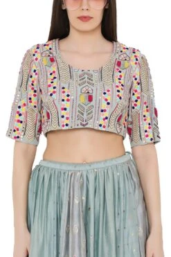 Payal Singhal Pale Blue Brocade Lehenga Set -Inca Sales Store ps lh0020 c 4