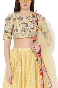 Payal Singhal Pale Yellow Brocade Lehenga Set 10 Payal Singhal Pale Yellow Brocade Lehenga Set -Inca Sales Store ps lh0021 c 3