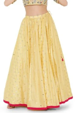 Payal Singhal Pale Yellow Brocade Lehenga Set 12 Payal Singhal Pale Yellow Brocade Lehenga Set -Inca Sales Store ps lh0021 c 5