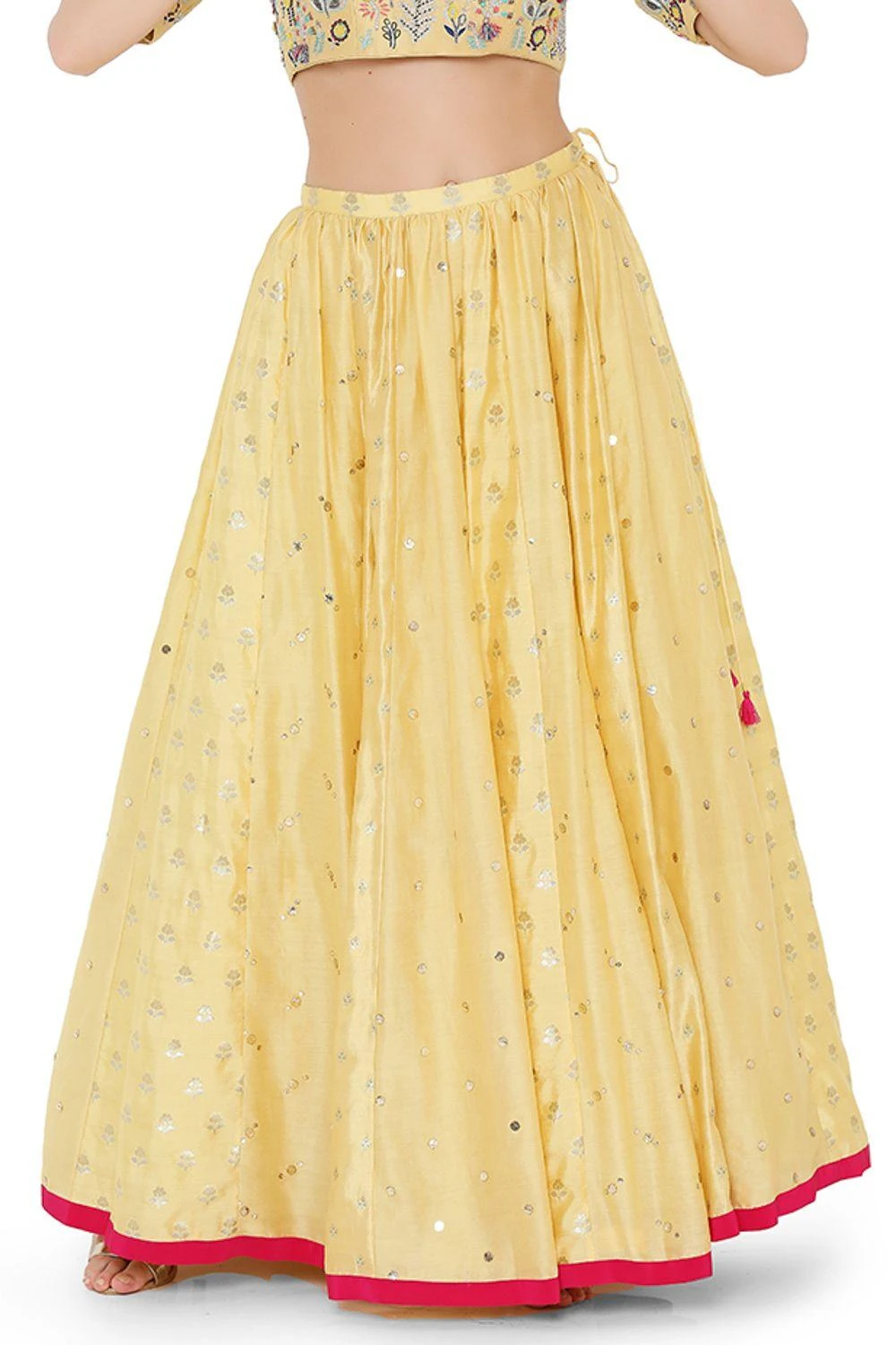 Payal Singhal Pale Yellow Brocade Lehenga Set 7 Payal Singhal Pale Yellow Brocade Lehenga Set - Image 5