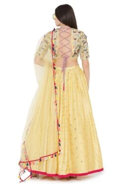 Payal Singhal Pale Yellow Brocade Lehenga Set 13 Payal Singhal Pale Yellow Brocade Lehenga Set -Inca Sales Store ps lh0021 c 6