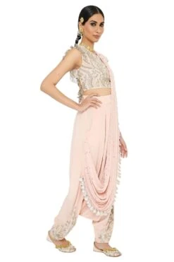 Payal Singhal Rose Pink Drape Sari & Embroidered Blouse -Inca Sales Store ps tl0008 3