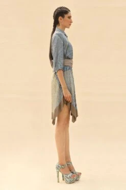 Abhishek Sharma Concealed Placket Shirt Dress -Inca Sales Store psh05blue 2