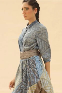 Abhishek Sharma Concealed Placket Shirt Dress -Inca Sales Store psh05blue 4