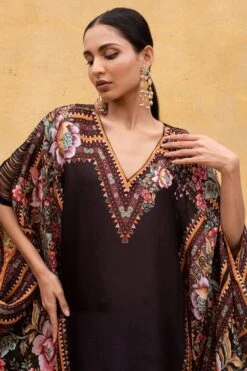 Rajdeep Ranawat Black Chintz Printed Kaftan With Kutch Borders 12 Rajdeep Ranawat Black Chintz Printed Kaftan With Kutch Borders -Inca Sales Store r 32rr2 5