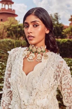 Ridhima Bhasin Ivory Floral Embellished Jacket Set 8 Ridhima Bhasin Ivory Floral Embellished Jacket Set -Inca Sales Store rb 1811rb20 3