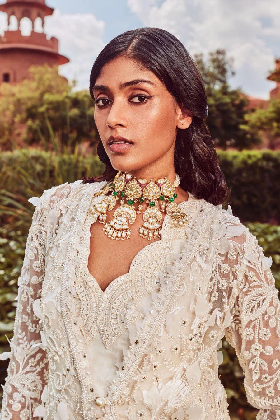 Ridhima Bhasin Ivory Floral Embellished Jacket Set 5 Ridhima Bhasin Ivory Floral Embellished Jacket Set - Image 3