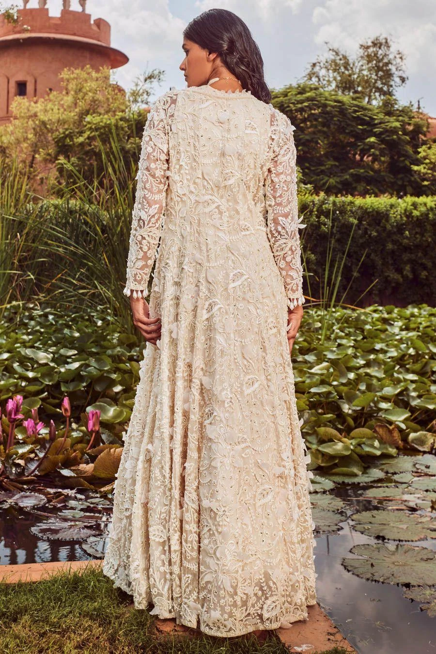 Ridhima Bhasin Ivory Floral Embellished Jacket Set 6 Ridhima Bhasin Ivory Floral Embellished Jacket Set - Image 4