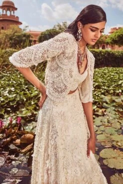 Ridhima Bhasin Ivory Embellished Jacket Set -Inca Sales Store rb 1811rb24 4