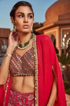 Ridhima Bhasin Solid Pink Embellished Cape Set -Inca Sales Store rb 1811rb4 4