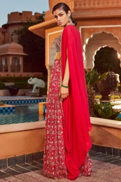 Ridhima Bhasin Solid Pink Embellished Cape Set -Inca Sales Store rb 1811rb4 5